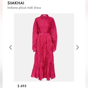 SIMKHAI - Pink - Indiana plissé -  midi dress